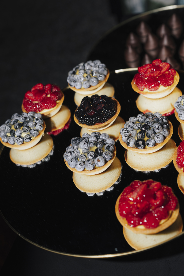 Small tartlets topped with berries served at the Villa Pizzo celebration.
