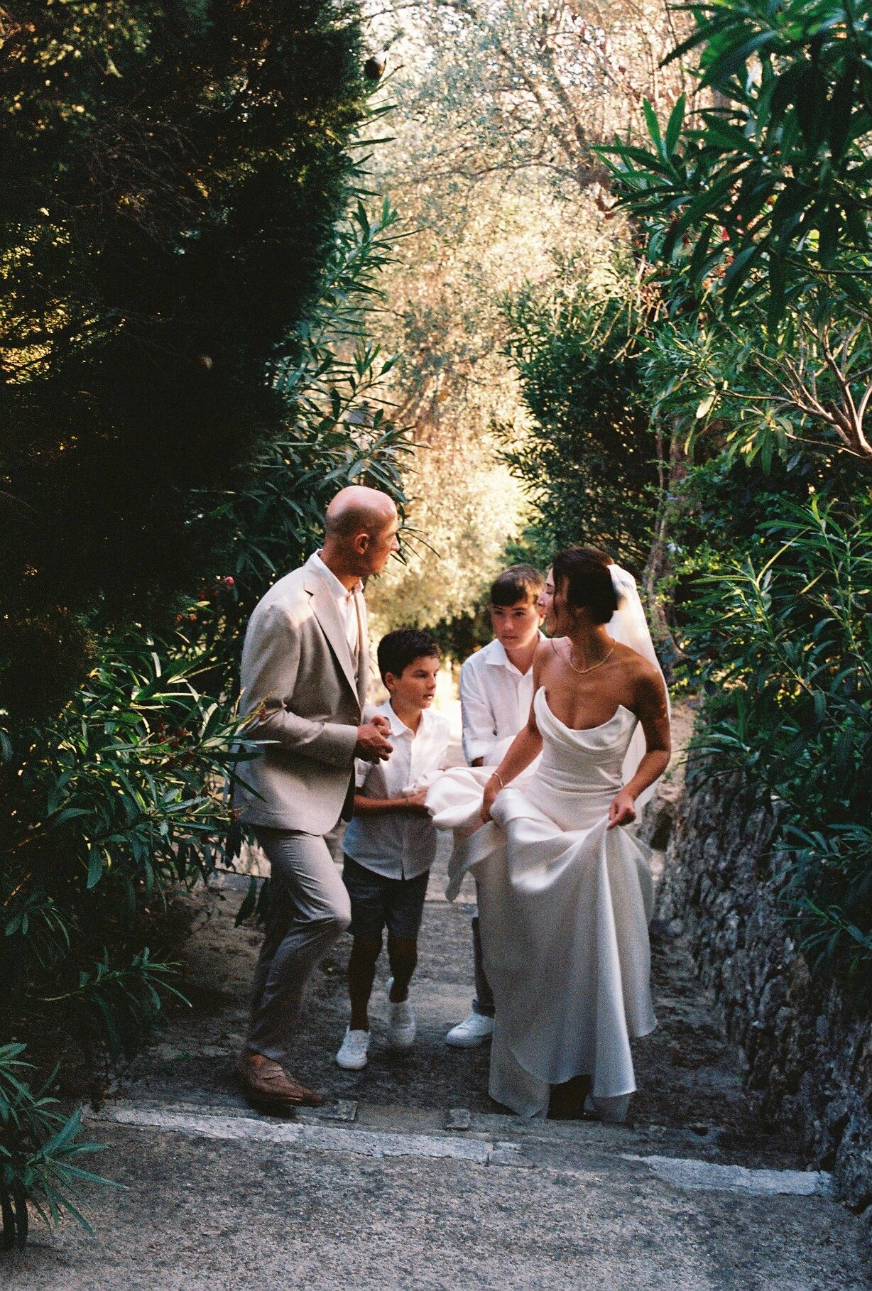 A family moment after the ceremony photographed on 35mm film