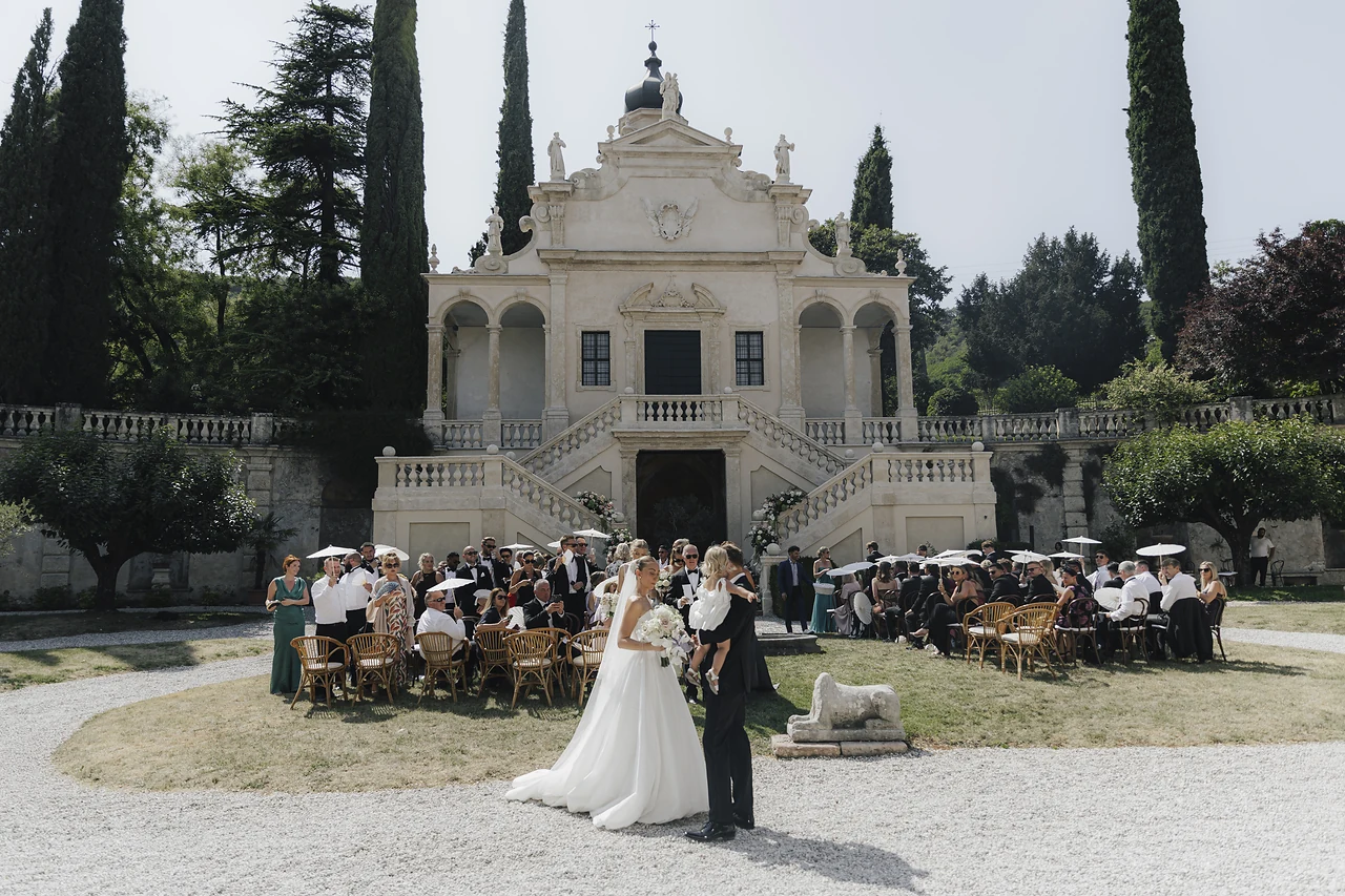 Guests gathered for the outdoor ceremony near Verona