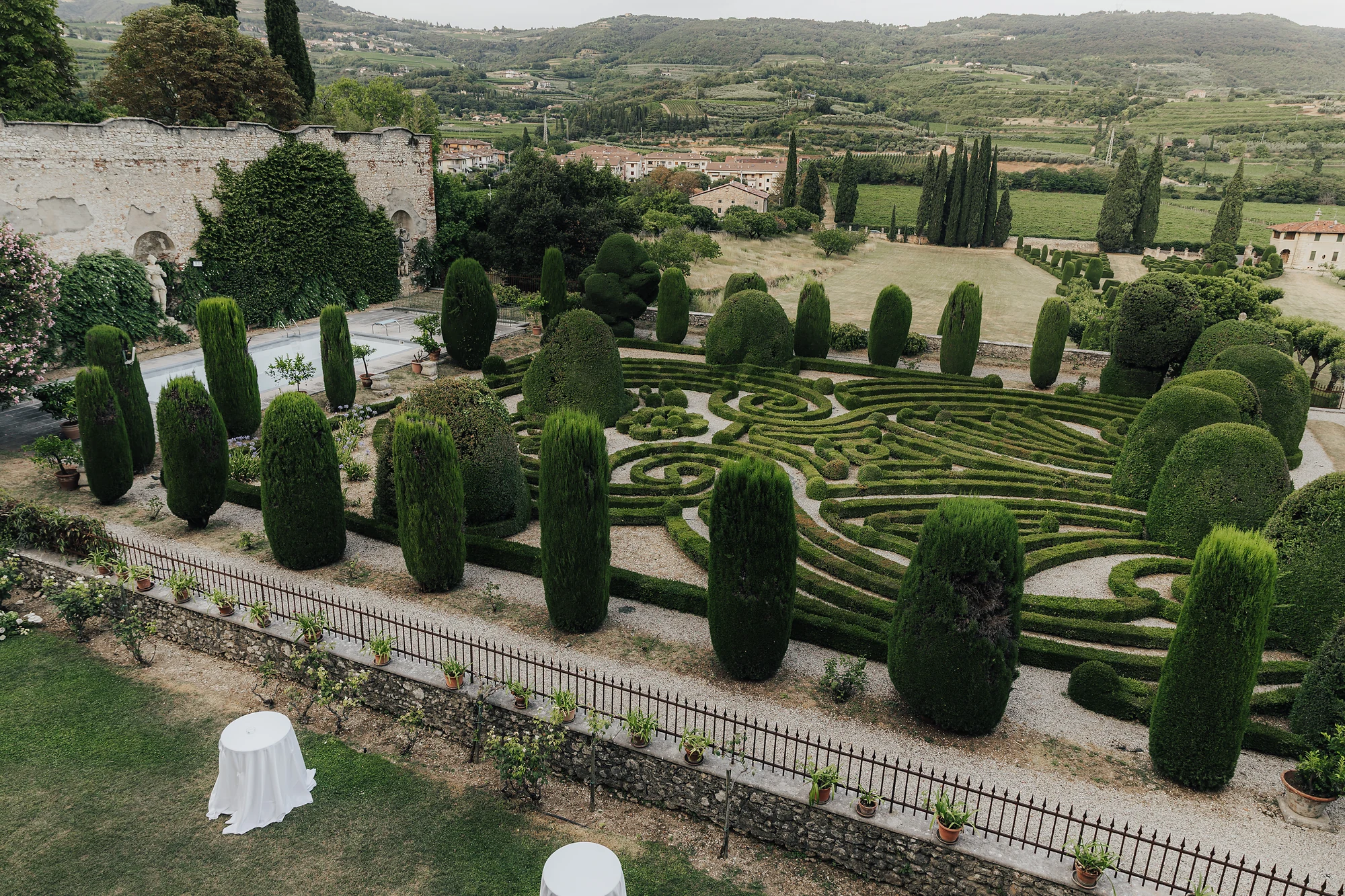 The formal Italian gardens of Villa Arvedi near Verona