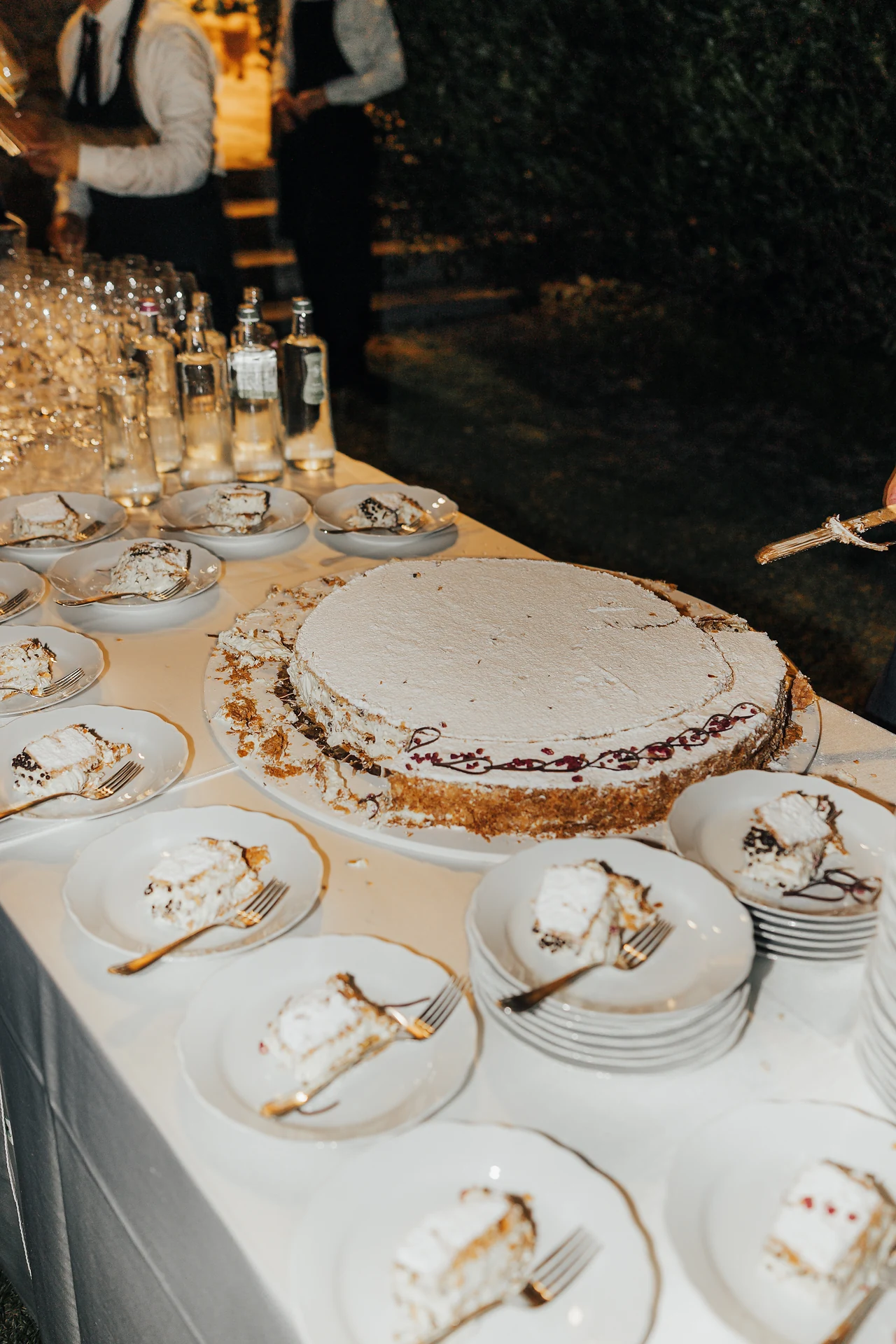 The wedding cake waiting beneath the night sky