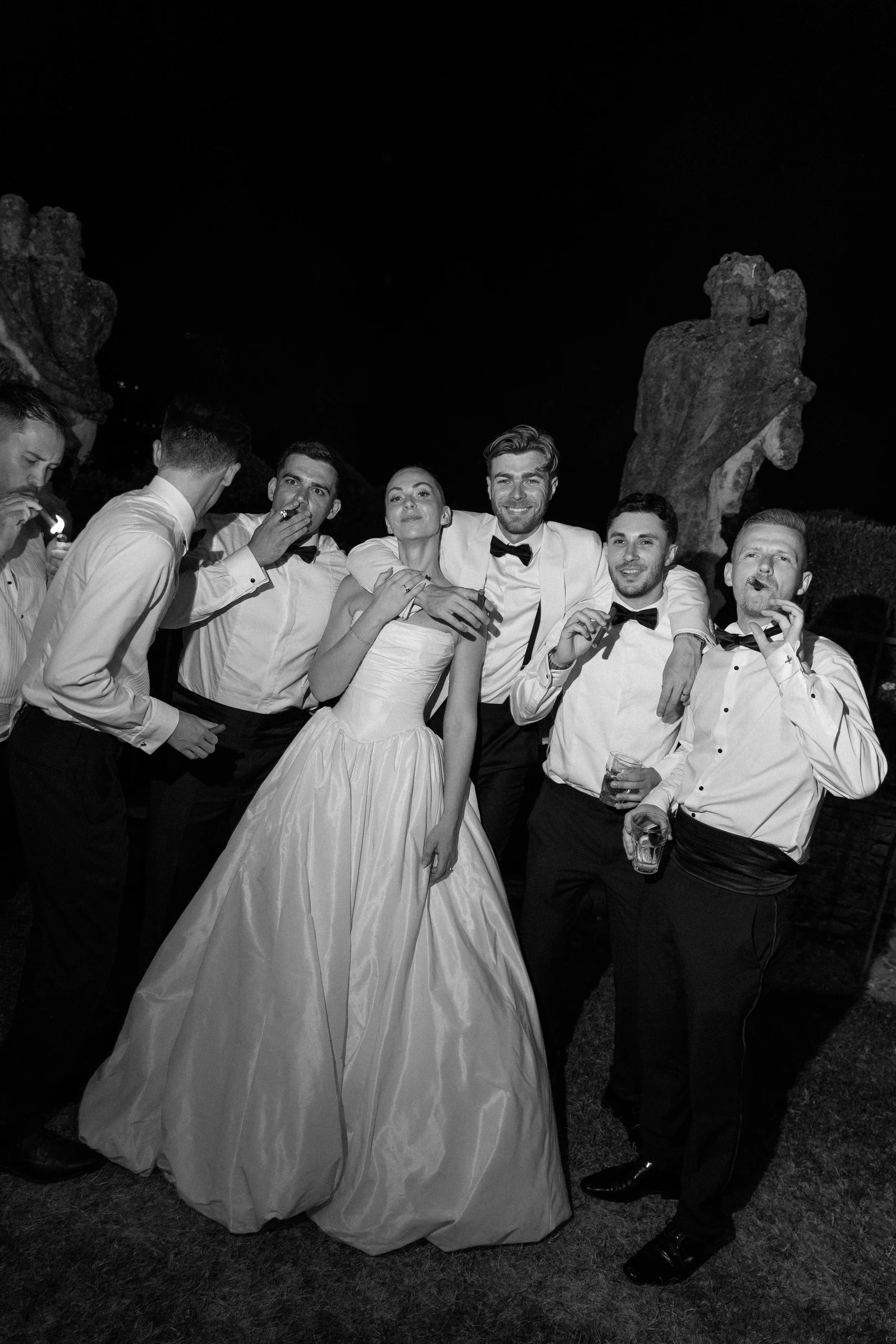 Bride and friends celebrating together on the dance floor at Villa Arvedi.